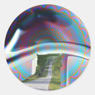 EN DE WEG GAAT VOORGOED DOOR.JPG RONDE STICKER