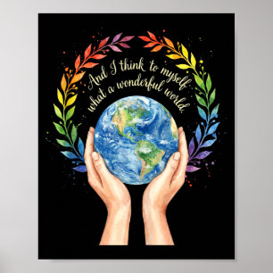En denk aan wat een prachtige wereld aarde dag tan poster