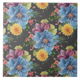  en donkere Floral Tegeltje