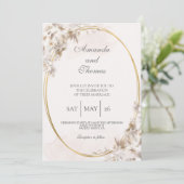 En forme ovale avec faire-part de mariage à fleurs (Debout devant)