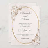 En forme ovale avec faire-part de mariage à fleurs (Devant / Derrière)