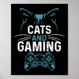 En Gaming Schattige Kat Liefhebber Gamer Video Gam Poster