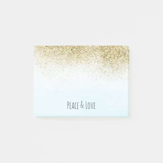  en Glittery Gold Peace Love Blue Ombre Post-it® Notes (Voorkant)