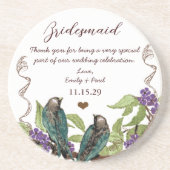 En Grès Accueil Bridesmaid Dessous de verre d'oiseaux Vint (Devant)