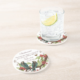 En Grès Accueil Bridesmaid Dessous de verre d'oiseaux Vint