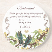 En Grès Accueil Bridesmaid Dessous de verre d'oiseaux Vint (Devant)