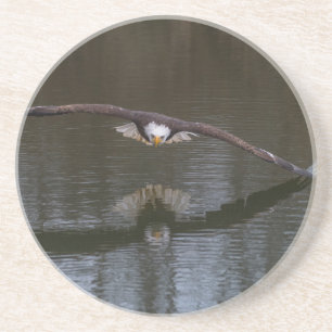 En Grès Aigle de tête dans le Dessous de verre de vol