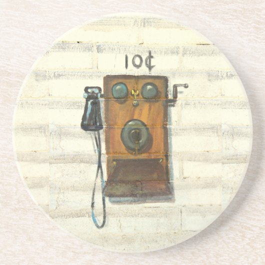 En Grès ancien dessous de verre de téléphone mural (Devant)