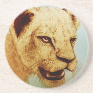 En Grès Animal sauvage coloré - Lion, Dessous de verre de 