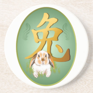 En Grès Année des dessous de verre de lapin