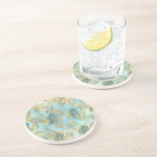 En Grès Aqua Sky Green Dessous de verre Feuille Tropical G