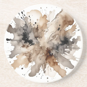 En Grès Aquarelle Brown gris Dessous de verre Mariage d'au