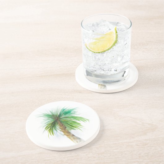 En Grès Aquarelle Palm Palmetto Arbre Dessous de verre (Côté)