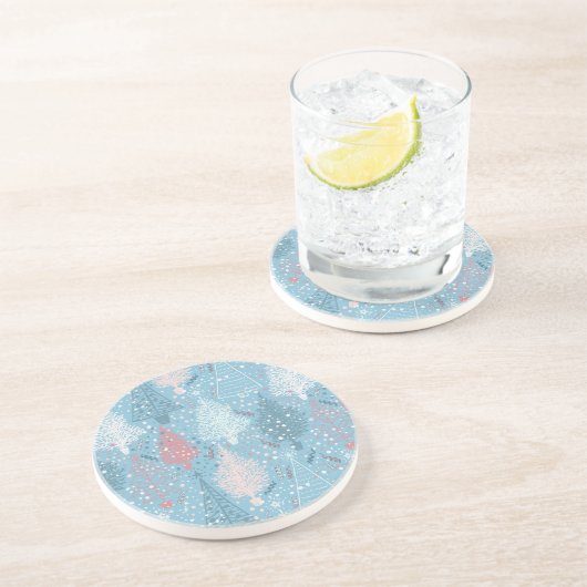 En Grès Arbres de Noël Abstraits Motif 2 Dessous de verre (Côté)