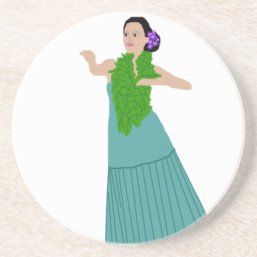 En Grès Auana (moderne) Hula Dancer dessous de verre (Devant)