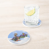 En Grès Beagle Chiot Papillons Dessous de verre animal (Côté)