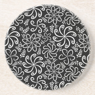 En Grès Beau dessous de verre noir et blanc