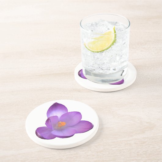 En Grès Beaux Dessous de verre à fleurs de Crocus (Côté)