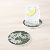 En Grès Beaux Dessous de verre de fleurs tropicales blanch (Côté)
