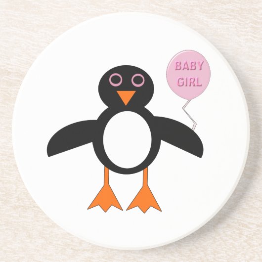 En Grès Bébé rose mignonne Dessous de verre de pingouin fi (Devant)