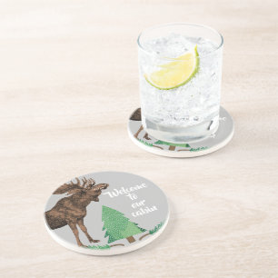 En Grès Bienvenue à nos Dessous de verre d'orignaux Cabine