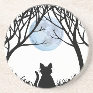 En Grès Black Cat Dessous de verre Fat Cat Art Deco Cadeau