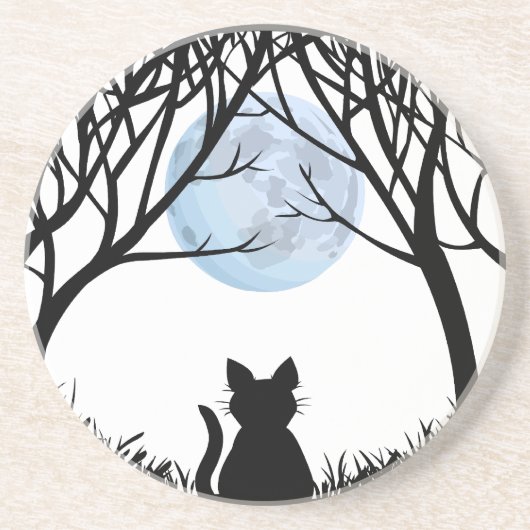 En Grès Black Cat Dessous de verre Fat Cat Art Deco Cadeau (Devant)