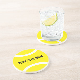 En Grès Boule de tennis jaune coutume dessous de verre ron