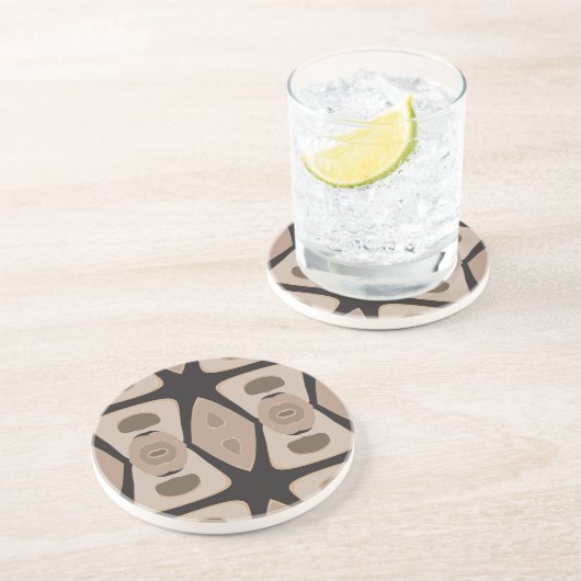 En Grès Brun, noir, dessous de verre potables - sable (Côté)