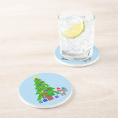 En Grès Caniche gris Noël #5 Dessous de verre (Côté)