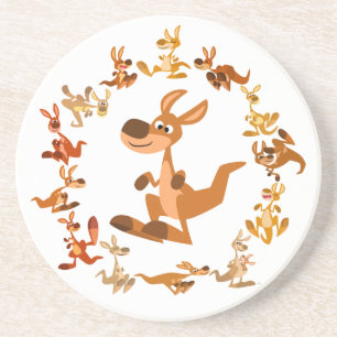 En Grès Caricature mignonne Dessous de verre Kangaroos Man