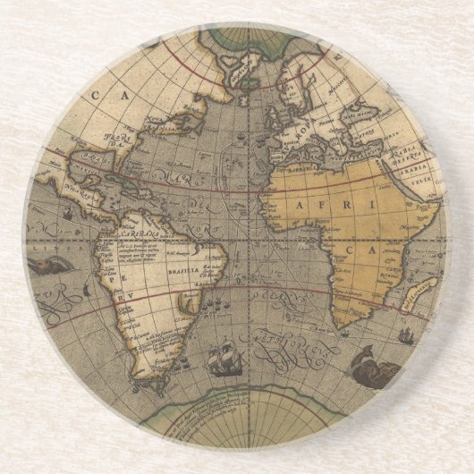 En Grès Carte du monde historique Dessous de verre cadeau (Devant)
