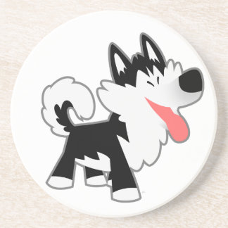 En Grès Cartoon mignon Dessous de verre Husky Sibérien