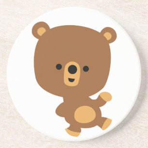 En Grès Cartoon mignon 'Good Vibe' Dessous de verre d'ours