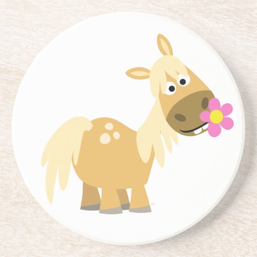 En Grès Cartoon Pony et Dessous de verre de fleurs (Devant)