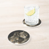 En Grès Chats gris Dessous de verre photo (Côté)