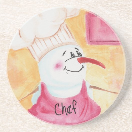En Grès Chef Snowman dans le Dessous de verre Casquette Ap (Devant)