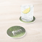 En Grès Cheval blanc timide Dessous de verre (Côté)