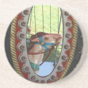 En Grès Cheval Carrousel Dans Dessous de verre Miroir