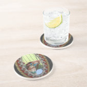 En Grès Cheval Carrousel Dans Dessous de verre Miroir (Côté)