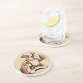 En Grès Chien taureau anglais avec Dessous de verre soda (Côté)