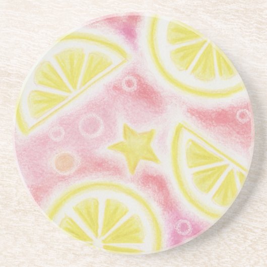 En Grès Citron rose dessous de verre (Devant)
