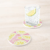 En Grès Citron rose dessous de verre (Côté)