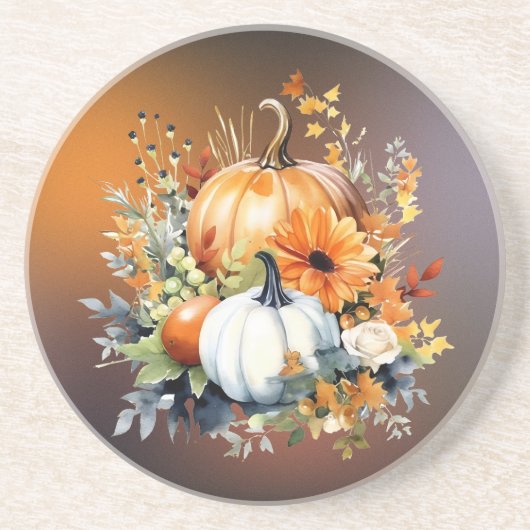 En Grès Citrouilles botaniques d'automne Dessous de verre (Devant)