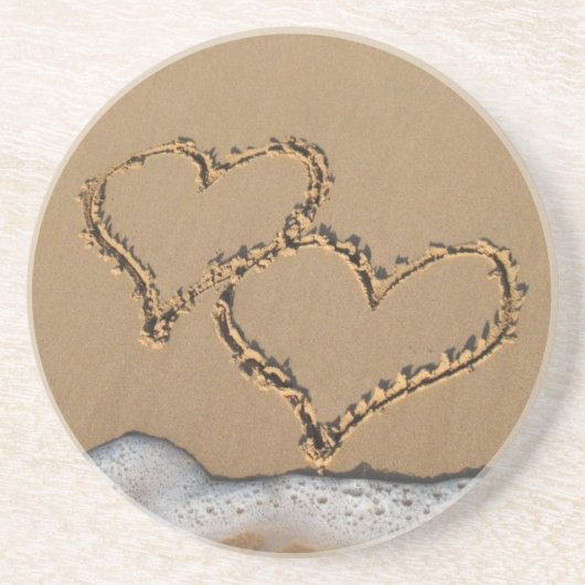 En Grès Coeurs dans les dessous de verre de sable (Devant)