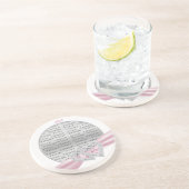 En Grès Coeurs personnalisés Dessous de verre de ruban ros (Côté)