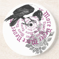 Corbeau et dessous de verre Rose