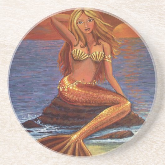 En Grès Coucher du soleil de sirène - dessous de verre (Devant)