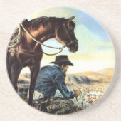 En Grès Cowboy priant les dessous de verre saints de (Devant)