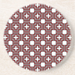En Grès Croix et rouge Carré - Dessous de verre